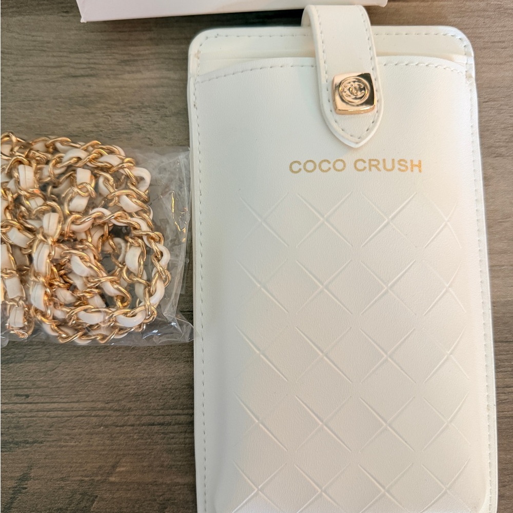 Coco Crush White Phone Case with Gold Chain
